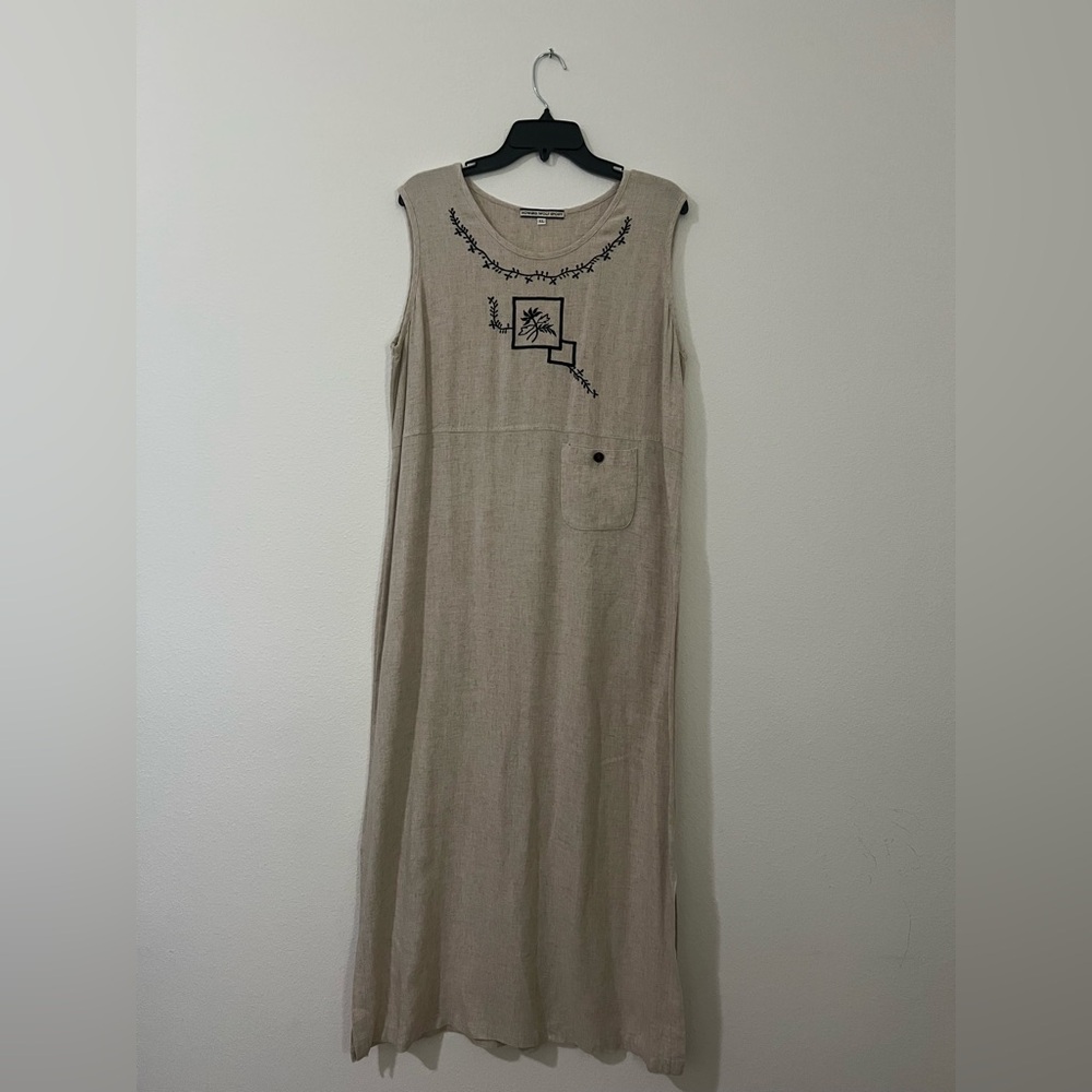 Howard Wolf Sport Elegant Beige Maxi Dress with Embroidery, Size XL